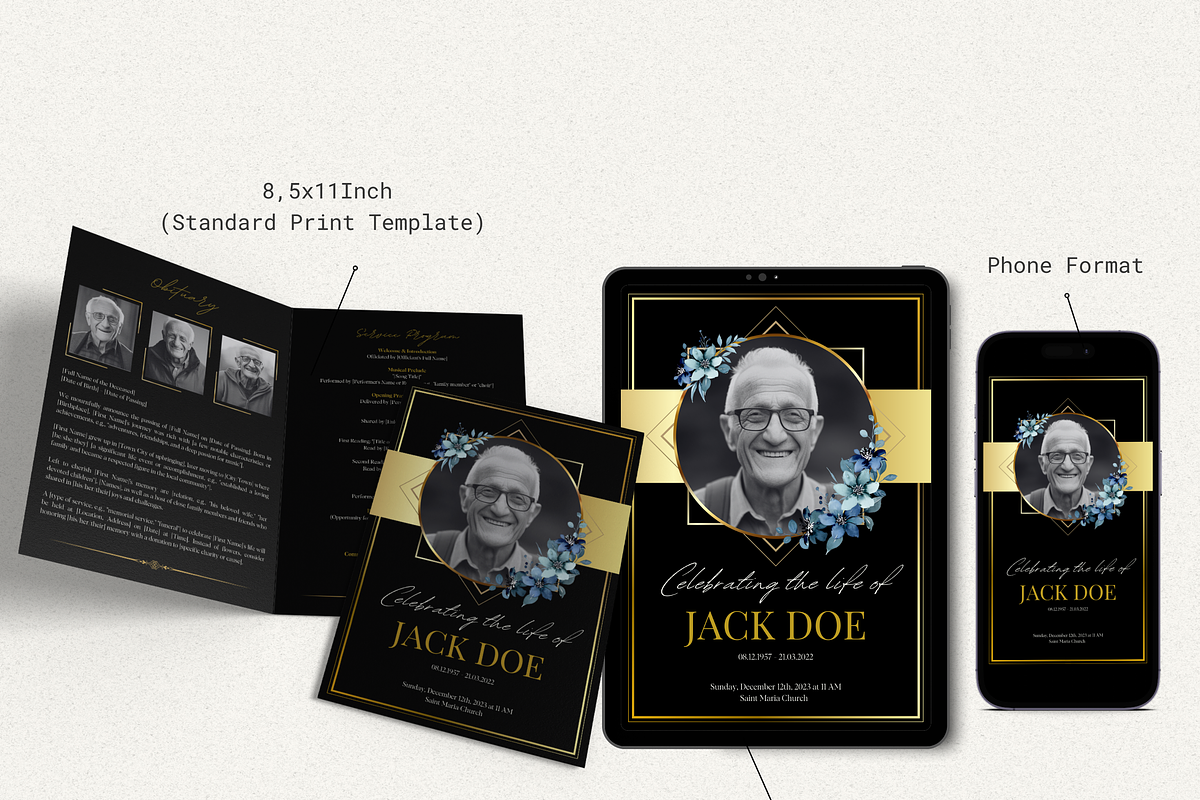 Funeral Program Template Set I Canva, an Invitation Template by The Social Stuff (Photo 4 of 9)
