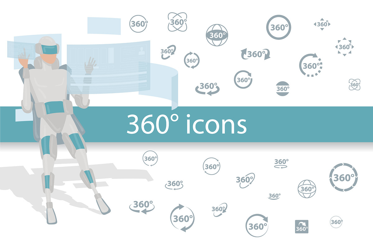 360 Virtual Reality Icons in Vector, an Outline Icon by Plaid4You (Photo 1 of 6)