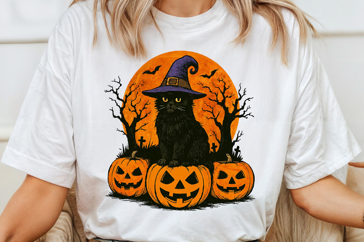 Black Cat Witch Pumpkin Png, an Illustration by Craft Nest (Photo 4 of 6)