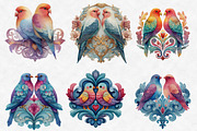 Valentine Damask Love Birds Clipart, an Illustration by Designworld (Thumbnail 2 of 4)