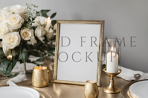 Wedding Sign Gold Frame Mockup