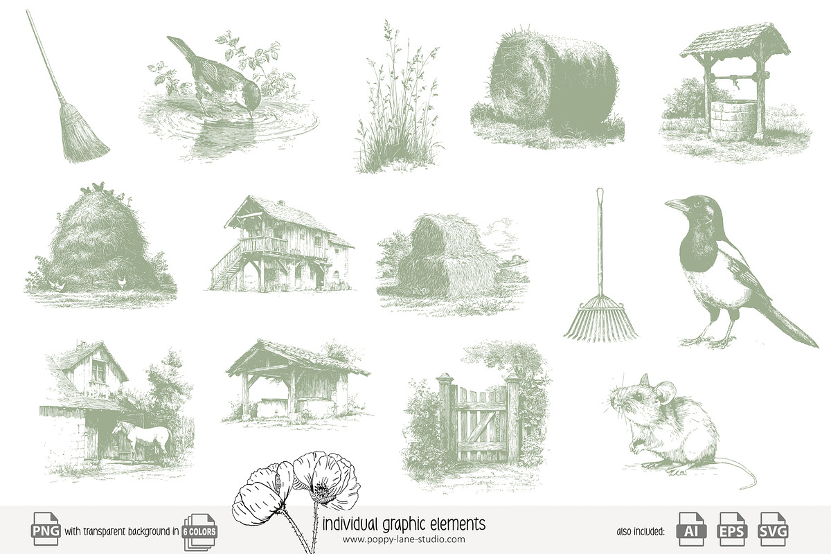 80 line art Horse Stable clip art, an Animal Illustration by Poppy Lane Studio (Photo 7 of 12)