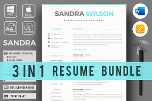 1, 2 & 3 Pages Word Resume Template