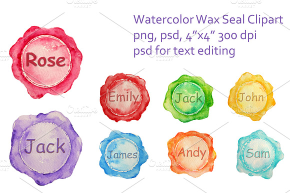 Watercolor Vintage Wax Seal Clipart