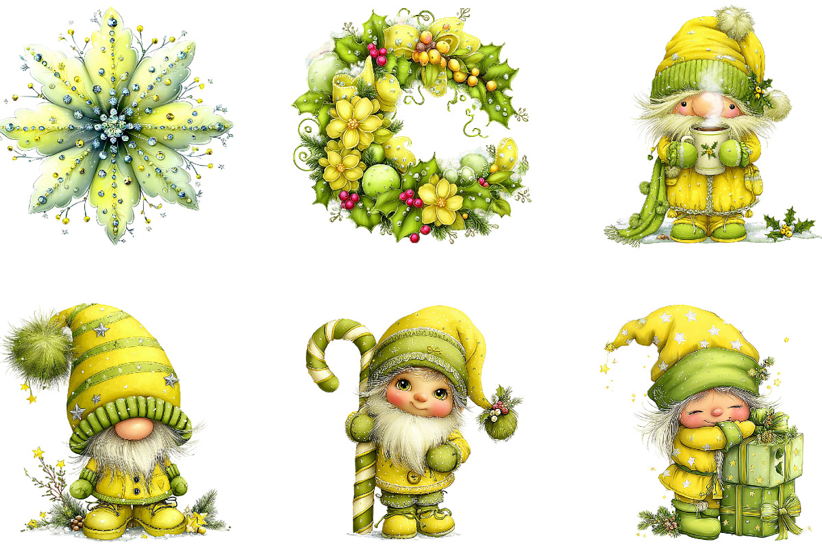Christmas Gnomes Clipart Set, a Seasonal Illustration by CreationArt (Photo 4 of 5)