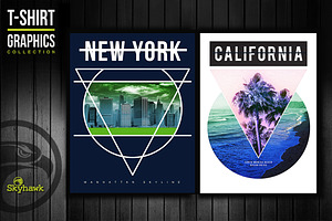 NYC & California tee shirt graphics
