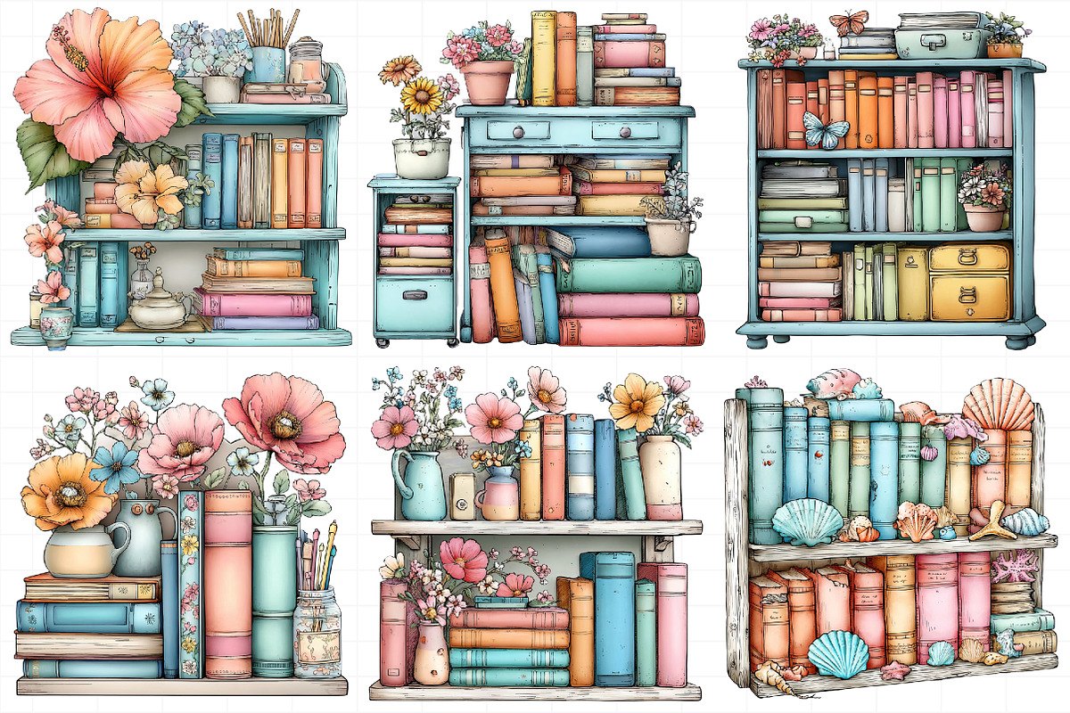 Summer Bookshelf Clipart, an Illustration by Daily.Designs (Photo 7 of 8)