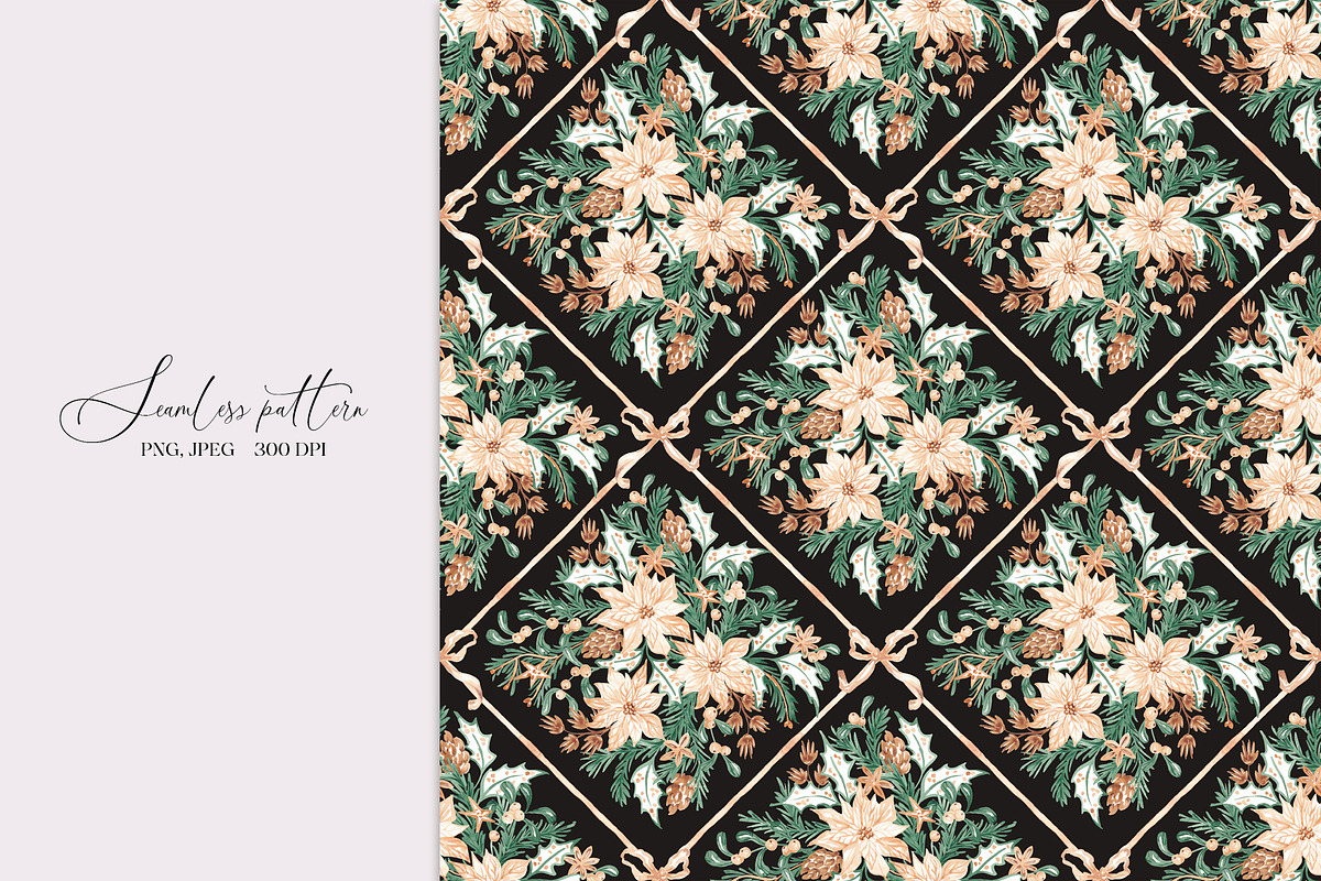 Christmas Botanical Grid Pattern, a Pattern Graphic by SirenaArt (Photo 9 of 20)