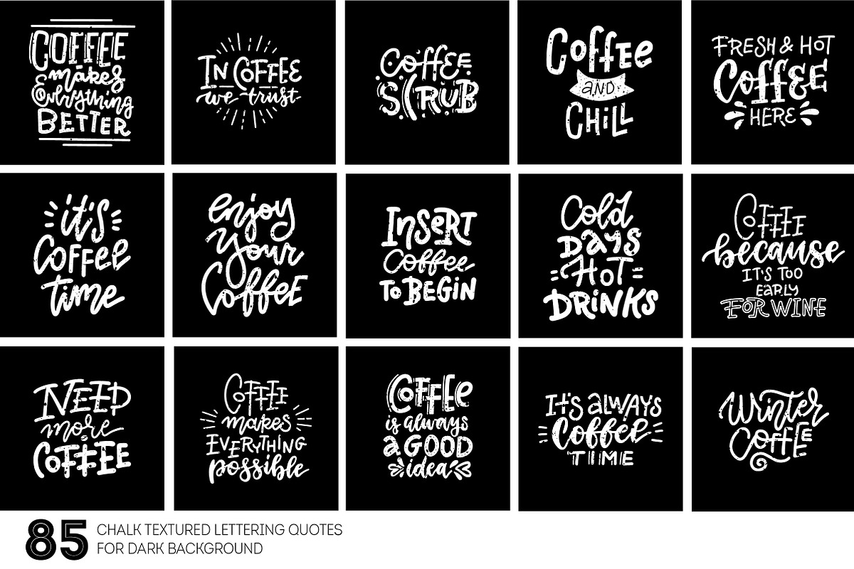 Coffee lettering &clipart collection, a Decorative Illustration by Lana Sham (Photo 2 of 15)