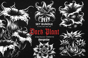 10 Bundle Dark Art Plant Scary, an Illustration by Morspective