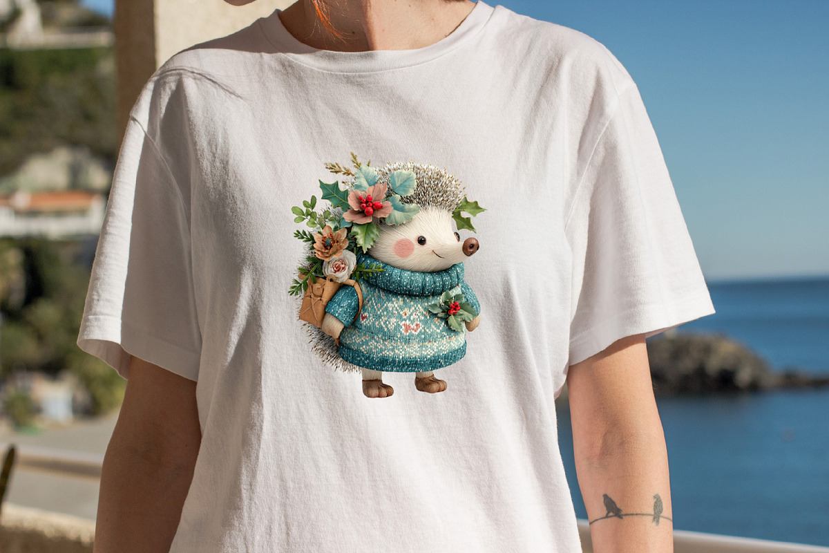 Funny Christmas Hedgehog Clipart, an Illustration by SVGArt (Photo 8 of 8)