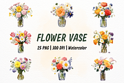 Flower Vase Watercolor Clipart, a Decorative Illustration by New-School-Wave (Thumbnail 1 of 5)