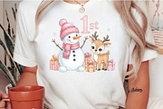 Pink Snowman Baby First Christmas, an Illustration by Craft Nest (Thumbnail 2 of 6)