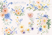 Light Blue and Peach Flowers, a Decorative Illustration by ClipArtCharm (Thumbnail 2 of 3)