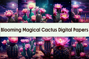 Blooming Magical Cactus Digital