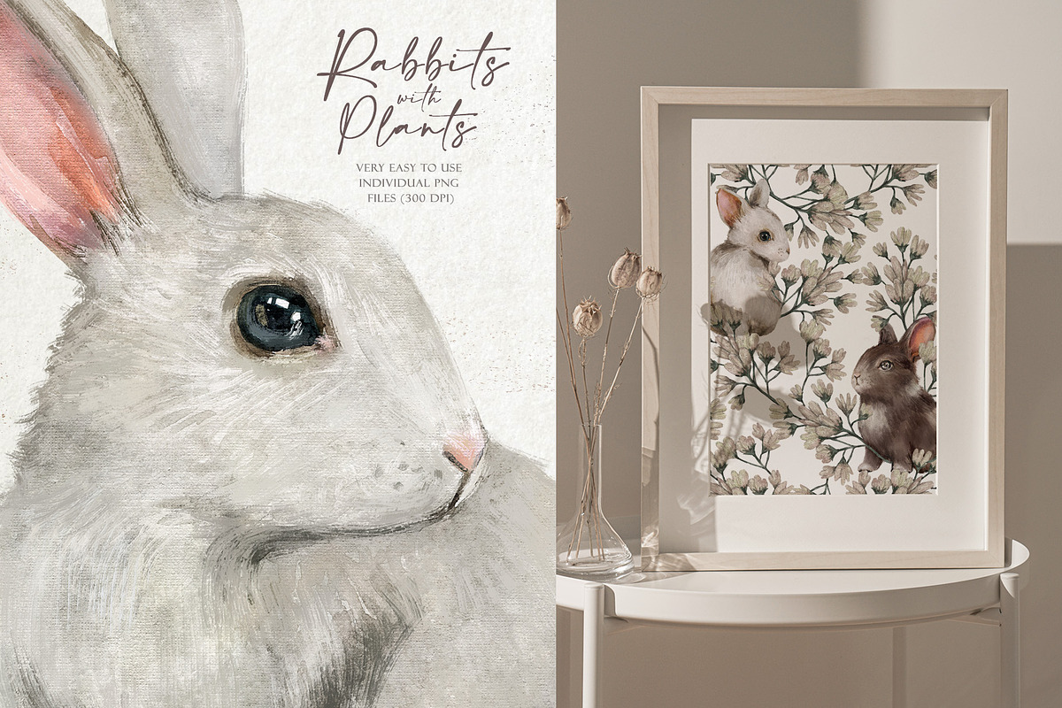 Rabbits and flowers collection, an Animal Illustration by Wenona (Photo 6 of 7)