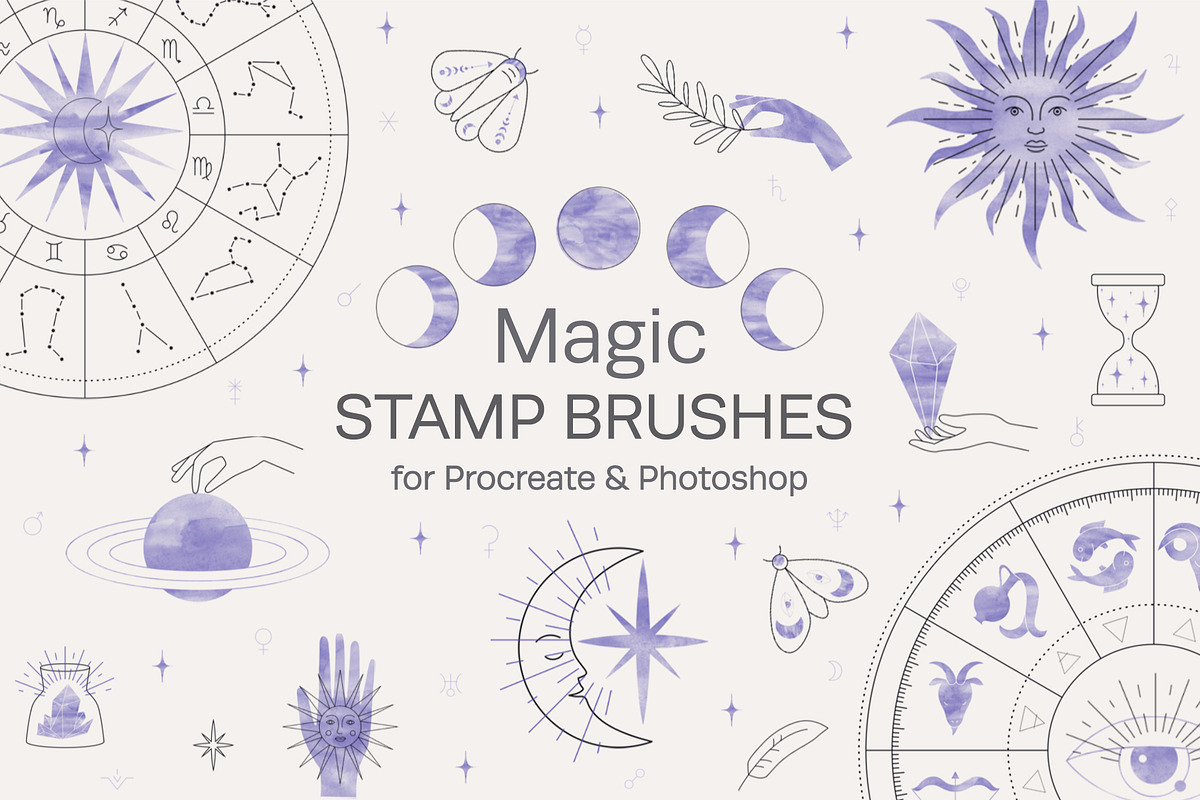 Magic Stamp Brushes for Procreate, a Brush Add-On by NinaFedorova (Photo 1 of 7)