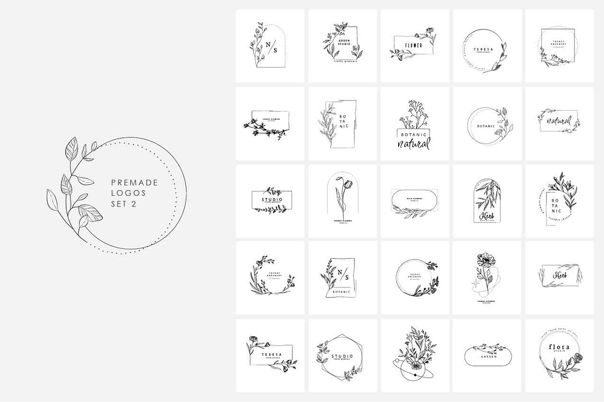 50 Premade botanical logos, a Branding & Logo Template by Merfin (Photo 4 of 5)