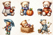 Watercolor Autumn Teddy Bear Clipart, an Illustration by Rose Art (Thumbnail 4 of 5)