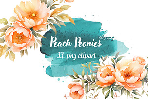 Watercolor Peach Peonies