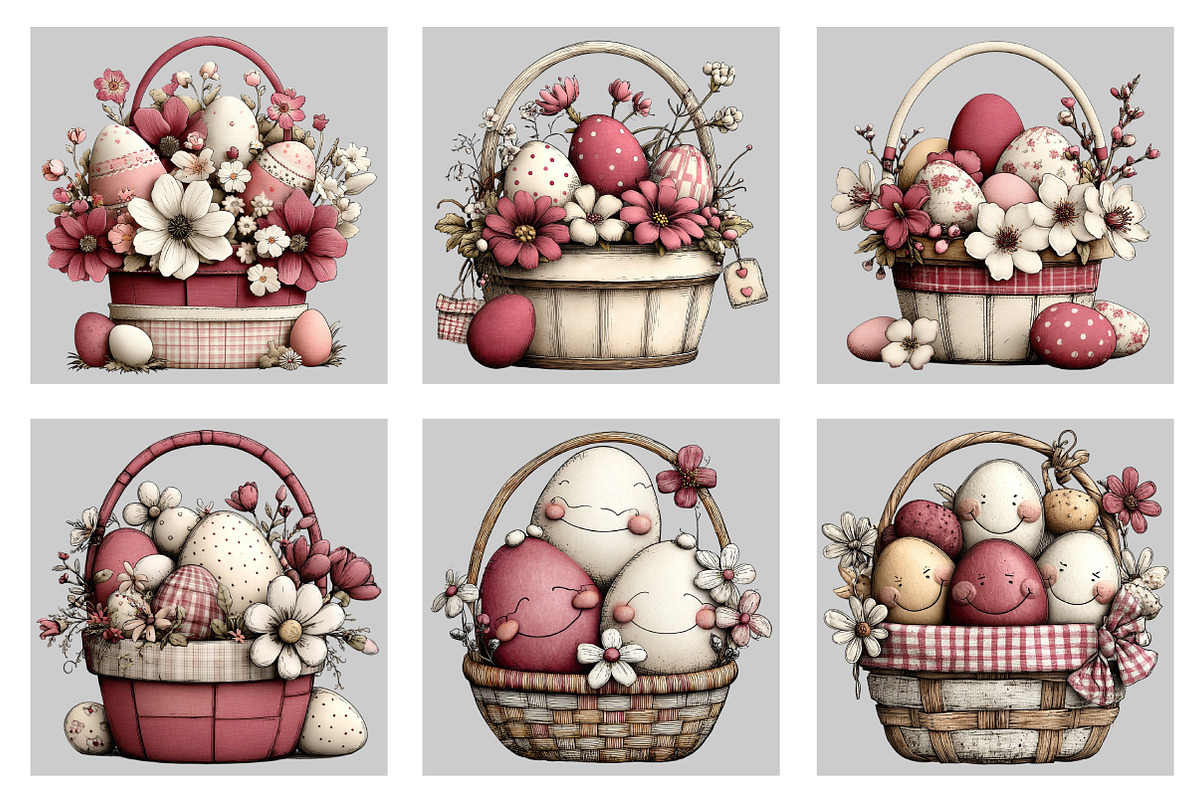 Whimsical Easter Egg Basket Clipart, an Illustration by Black Bird Studio (Photo 5 of 5)