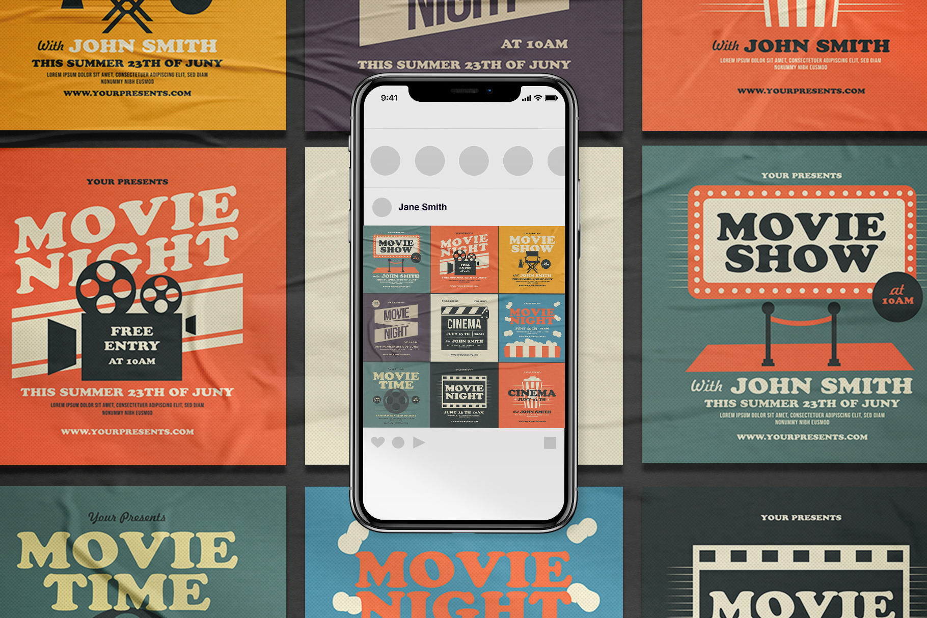 Vintage Instagram Movie Post, a Social Media Template by lilyshop