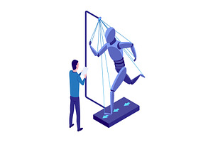 Isometric artificial intelligence, a Technology Illustration by the8monkey