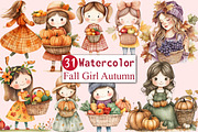 Fall Girl Autumn Woman Clip Art, an Illustration by CitraGraphics (Thumbnail 1 of 6)