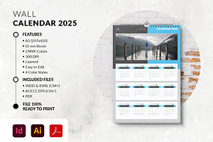 2025 A3 Wall Calendar Template, a Stationery Template by MstArtwork