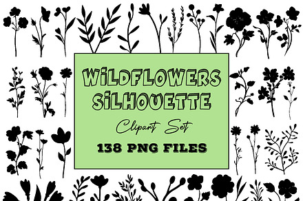 Wildflowers Silhouette - Vector AI, an Object Graphic by DesignBTF