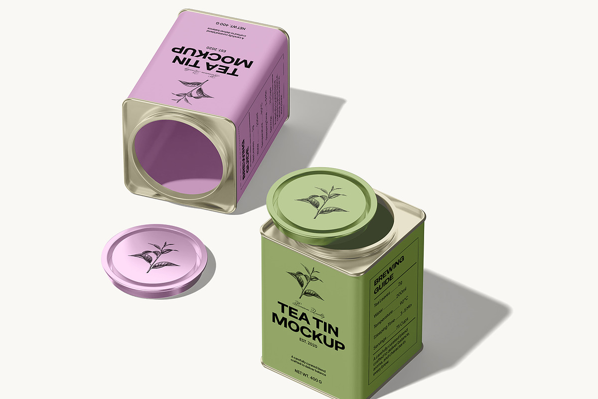 Tea Tin Mockup, a Packaging Mockup by Permadi Creative (Photo 4 of 5)