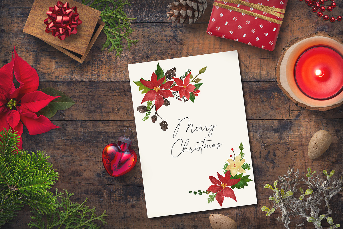 Watercolor Christmas Poinsettia, an Illustration by Backyard Rose (Photo 5 of 11)