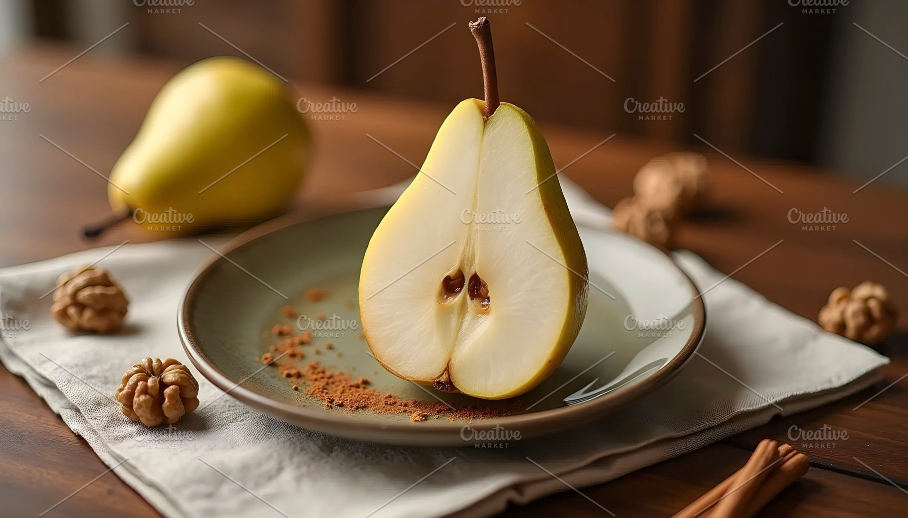 Autumn Pear With Cinnamon And Walnut, a Photo by LOGOCREATIVE
