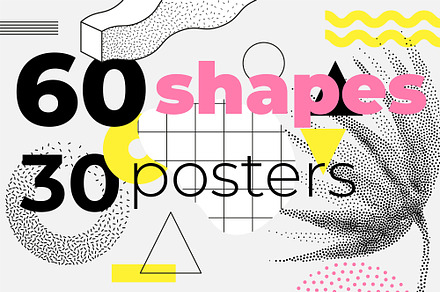 60 geometric shapes, 30 posters, a Shape Add-On by softulka