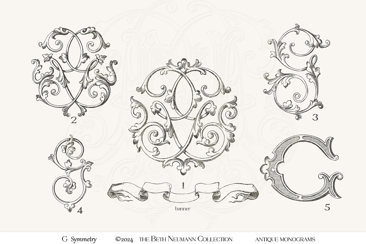 Antique Vintage Monogram Initial G, an Object Graphic by Antique Monograms (Photo 4 of 4)