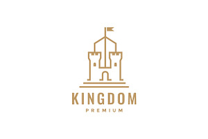 Hipster Kingdom Castle Flag Logo