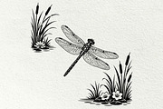 Dragonfly Pond Line Art Graphics, a Decorative Illustration by DENIDigitalArtSudio (Thumbnail 6 of 6)