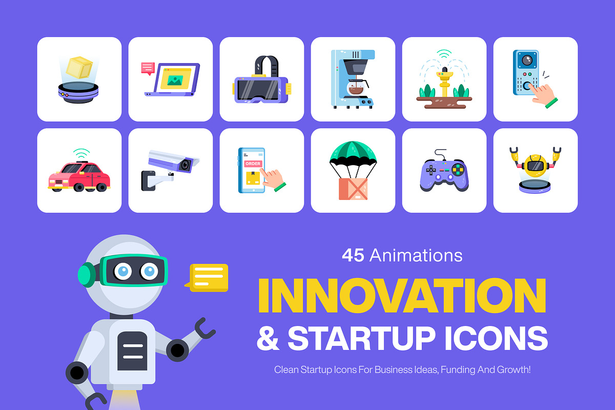 Animated Innovation & Startup Icons, an Emoji Icon by Brickclay (Photo 1 of 4)