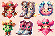 Kawaii Cowgirl Sticker Clipart, an Illustration by Designworld (Thumbnail 2 of 6)