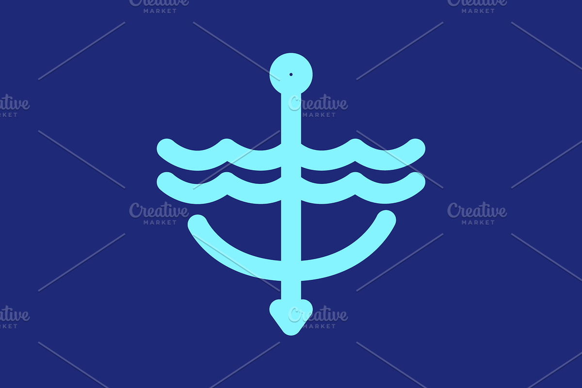 anchor boat sea water minimal logo, a Branding & Logo Template by devastd