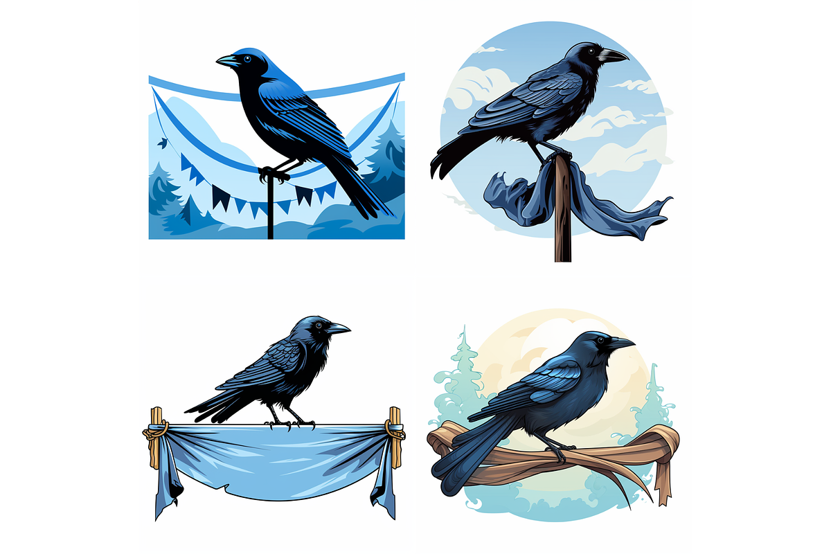 Prompt Midnight Blue Ravens Clipart, a Decorative Illustration by Creative design (Photo 5 of 7)