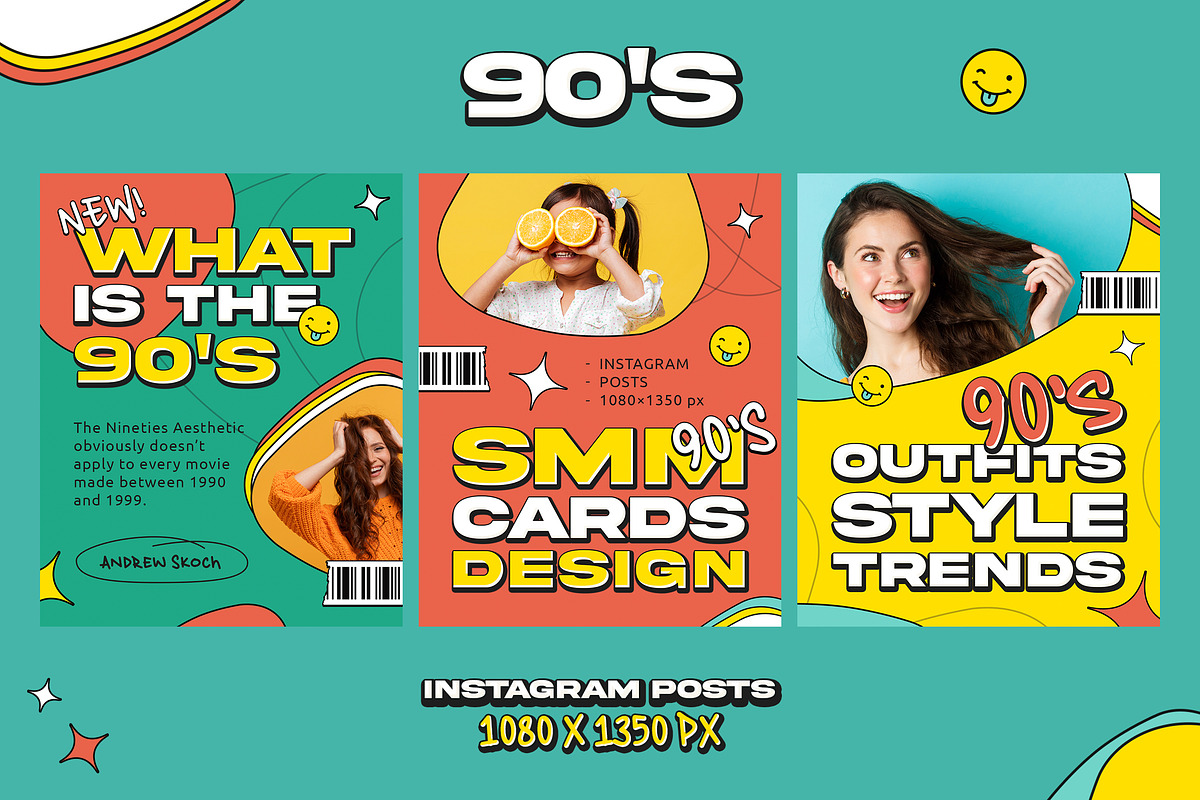 90’s Instagram Cards, a Social Media Template by Andrew Skoch Design (Photo 2 of 4)