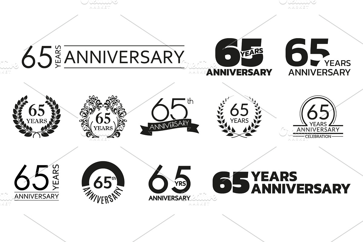65 years anniversary icon, logo set, a Background Graphic by VM25