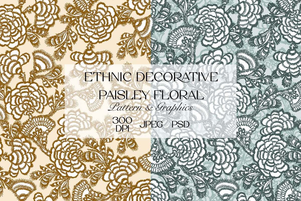 Ethnic Floral Line Art Pattern Set, a Pattern Graphic by StudioGlouna (Photo 1 of 5)