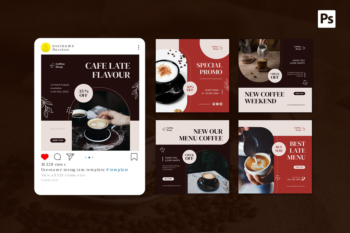 Coffee Shop Instagram Post, a Social Media Template by CavenArt (Photo 4 of 5)