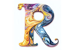 Colorful abstract letter R with, an Illustration by tilialucida