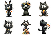 Whimsical Easter Black Cats Clipart, an Illustration by Designking (Thumbnail 5 of 7)