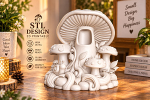 Mushroom Desk Organizer 3D Print STL, a Plants & Tree 3D Model by Creative Art