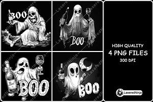Drunk Ghost BOO Wine Bottle Signage, a Background Graphic by LaseredNinja
