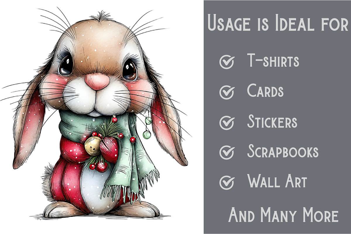 Quirky Christmas Bunny Clipart Bundl, an Illustration by Pixels.Craft (Photo 3 of 6)
